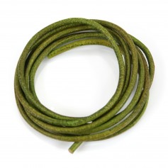 Leather cord rounded cowhide green apple 2mm x 1m
