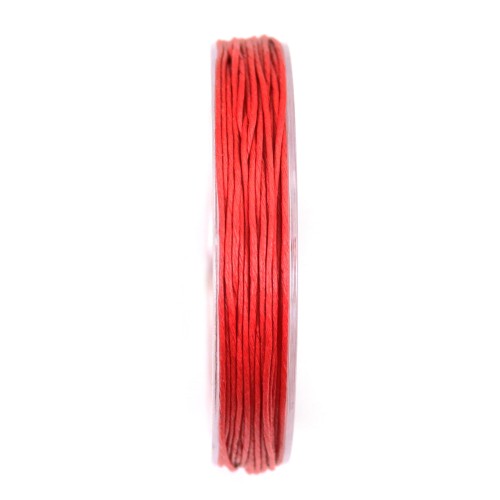 Cordón de algodón encerado rojo de 0,8 mm x 20 m
