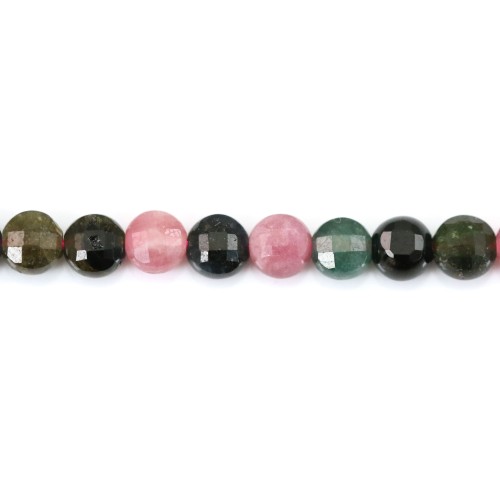 Tourmaline multicolor round flat faceted 4mm x 39cm