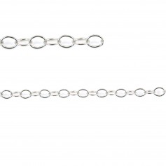 Corrente de prata 925 anéis de ródio ovais 2,8x3,5mm x 50cm
