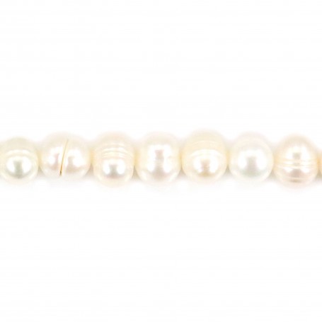 Perle de culture d'eau douce, blanche, ovale, 6-7mm x 36cm