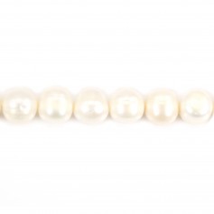 Freshwater cultured pearls, white, oval, 10-11mm x 40cm