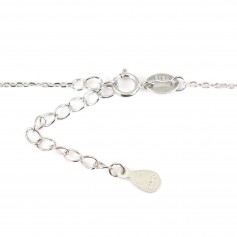 Catena d'argento 925 rodiata a maglia ovale e madreperla per perle semi-traforate x 45 cm