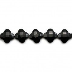 Onyx black clover faceted 10mm x 1pc