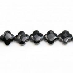 Onyx black clover faceted 10mm x 40cm