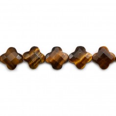 Tiger eye clover faceted 10mm x 1pc