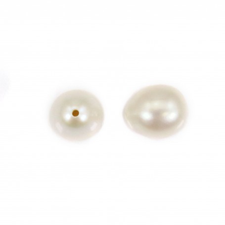 Perla cultivada de agua dulce, semiperforada, blanca, gota, 6-7mm x 1ud