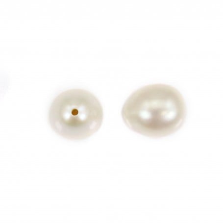 Perla di coltura d'acqua dolce, semiperforata, bianca, goccia, 6-7 mm x 1 pezzo