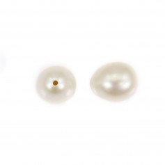 Perle de culture d'eau douce, semi-percé, blanche, goutte, 6-7mm x 1pc