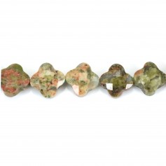 Unakite faceted clover 10mm x 1pc
