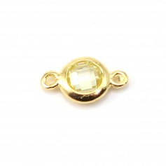 Golden 925 sterling silver round spacer with yellow cz 5x9mm x 1pc