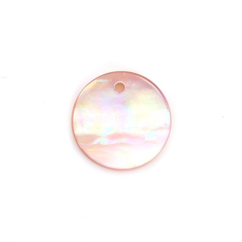 Pink round flat mother-of pearl 12mm x 2pcs