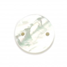 Round flat white mother-of-pearl 10mm x 2pcs
