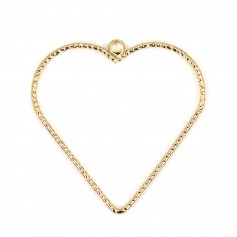 Charm, in heart shape, plated by "flash" gold on brass x 2pcs