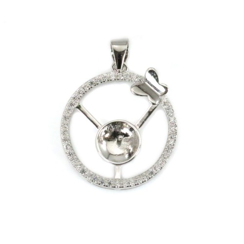 Schalenförmiger Riegel, für halbgebohrte Perlen, 925er Silber, rhodiniert, 26mm x 1Stk