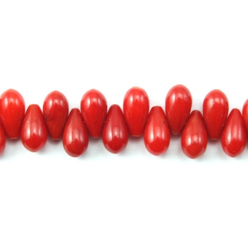 Red colored goutte sea bamboo 4x8mm x 20pcs