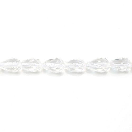 Rock crystal quartz faceted drop 5x8mm x 2pcs