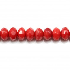Red colored Faceted Rondelle sea bamboo 4x6mm x 20pcs 
