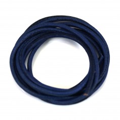 Leather cord rounded cowhide dark blue 2mm x 1m