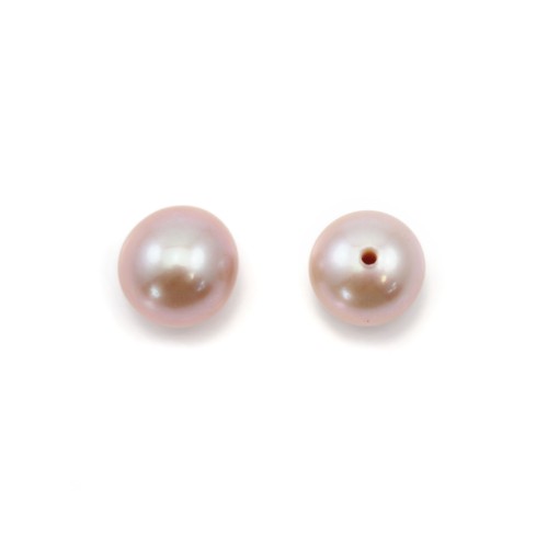 Perla cultivada de agua dulce semiperforada, malva, redonda, 7,5-8mm x 1ud