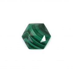 Malachite faceted hexagon cabochon 10mm x 1pc