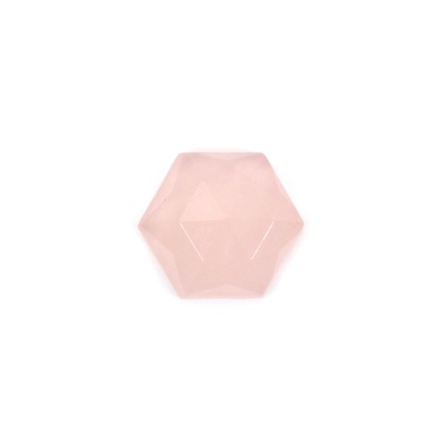 Cabochon Rose Quartz hexagonal faceted 10mm x 1pc