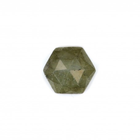 Cabochão hexagonal facetado de labradorite 10 mm x 1 unidade