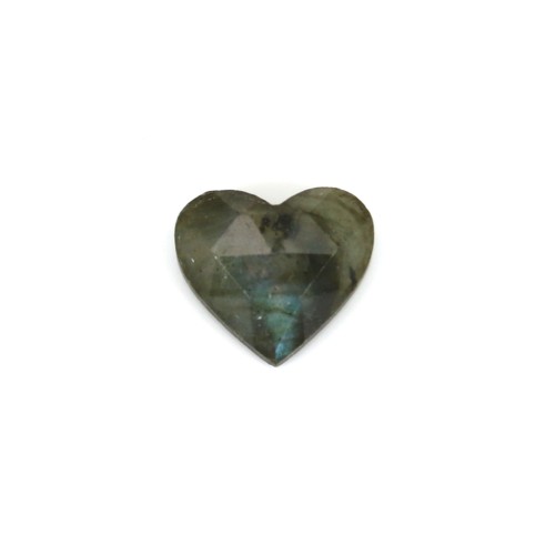 Labradorite faceted heart cabochon 9x10mm x 1pc