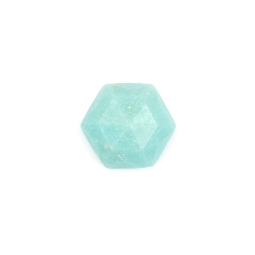 Cabochão hexagonal facetado de amazonite 10mm x 1pc