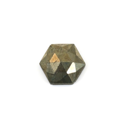 Pyrit Cabochon hexagonal facettiert 10mm x 1pc