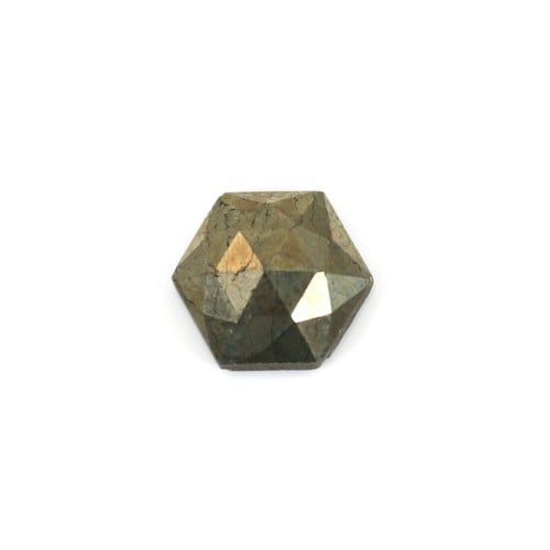 Pyrite faceted hexagon cabochon 10mm x 1pc