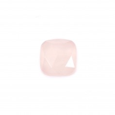 Cabochão quadrado facetado de quartzo rosa 9 mm x 1 unidade