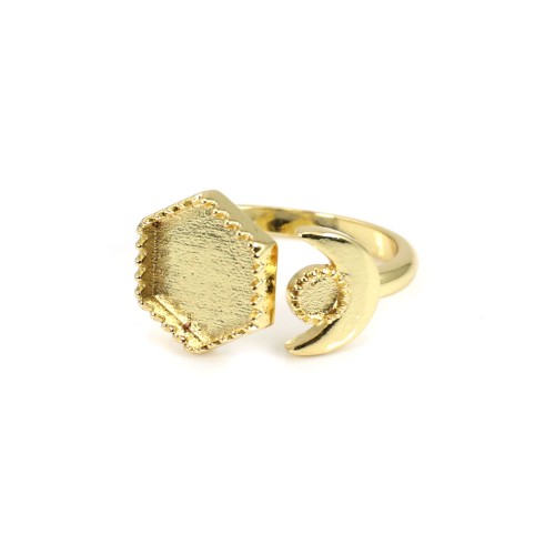 Einstellbarer Ring für sechseckige & runde Cabochons - Vergoldet x 1Stk
