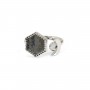 Adjustable ring for hexagon & round cabochon - Silver x 1pc