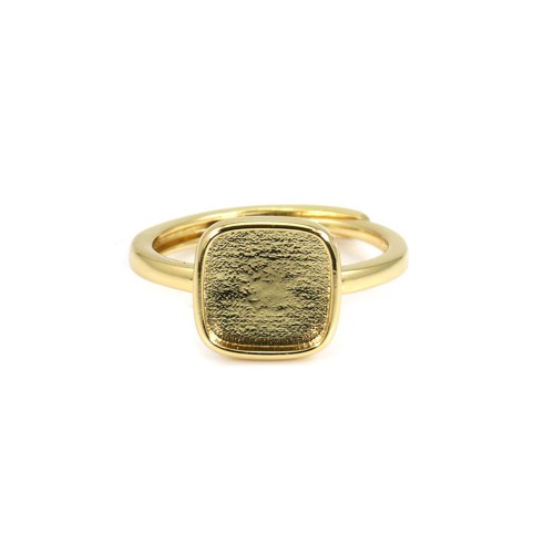Adjustable ring for 9mm square cabochon - Gold-colored x 1pc