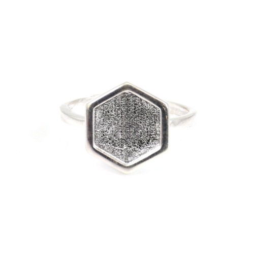 Verstellbarer Ring für 10mm Hexagon-Cabochon - 925er Silber x 1Stk