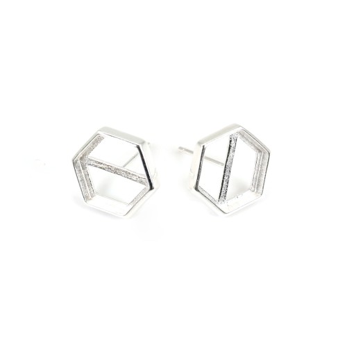 Ohrring für Hexagon-Cabochon 10mm - 925er Silber x 2pcs