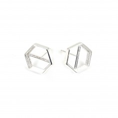 Ohrring für Hexagon-Cabochon 10mm - 925er Silber x 2pcs