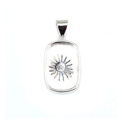 Pendant holder for rectangle & round cabochon - Silver 925 x 1pc