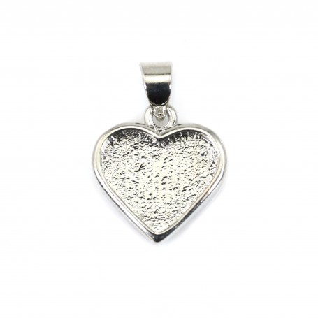 Heart cabochon pendant 9x10mm - Silver plated x 1pc