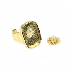 Adjustable ring for rectangle & round cabochon - Gold colored x 1pc