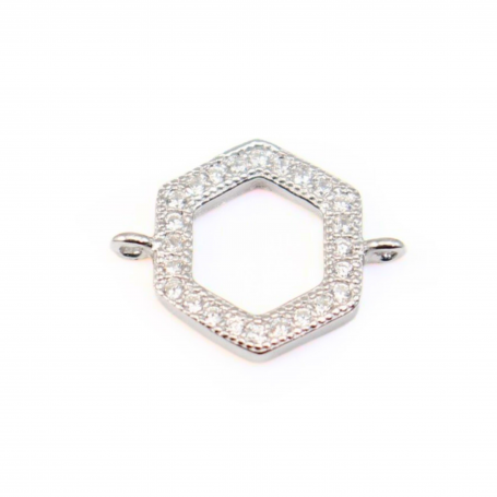 Spacer hexagon strass 10x12mm - Silver 925 x 1pc