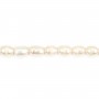 White oval freshwater pearls on thread 5-6mm x 40cm