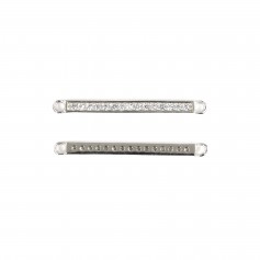 Spacer pave bar 2x26mm - zirconium oxide & rhodium-plated 925 silver x 1pc