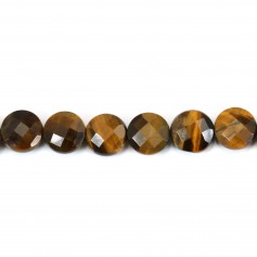 Tiger eye round flat faceted 10mm x 1pc