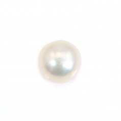 Perle de culture d'eau douce, blanche, semi-ronde, 11-12mm x 1pc