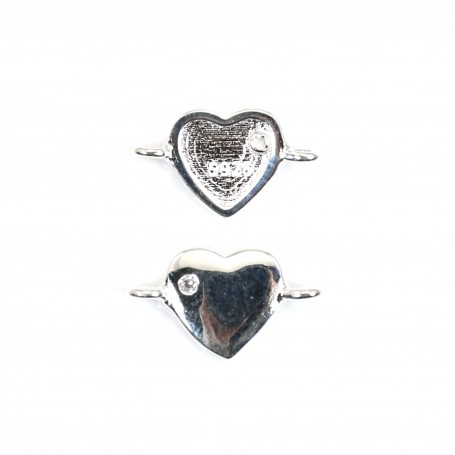Spacer heart 7x12mm - zirconium oxide & rhodium-plated 925 silver x 1pc