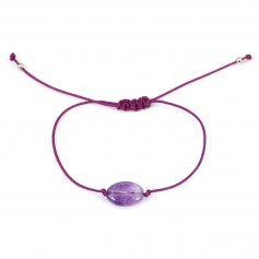 Amethyst oval bracelet 10x14mm - adjustable cord x 1pc