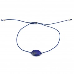 Bracelet Lapis Lazuli ovale 10x14mm - Cordon réglable x 1pc