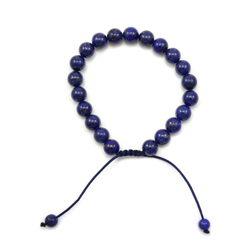 Lapis lazuli 8mm Round Bracelet - Adjustable Macramé x 1pc